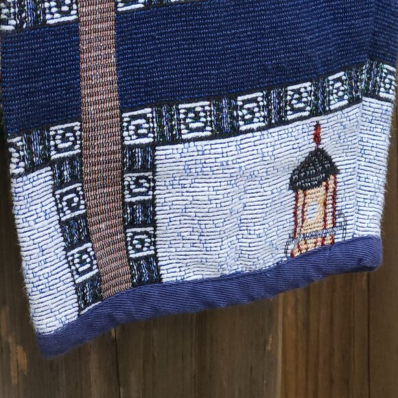 ADORABLE BLAIR Lighthouse Tapestry Blazer Women's Size L Costal Navy Nautical - Picture 3 of 6